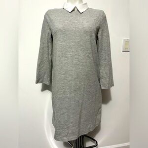Zara Trafaluc Grey 3/4 sleeves carrier Collar Dress Size M